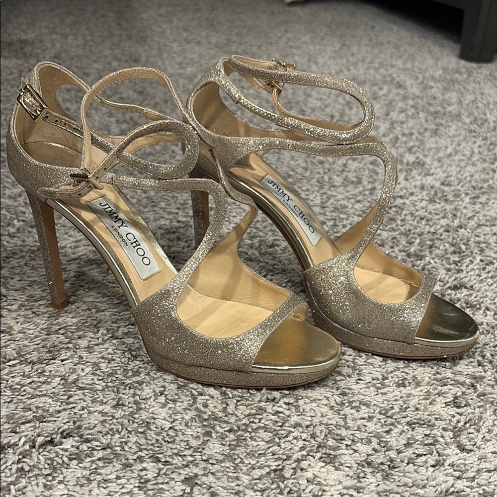 Jimmy Choo Gold Strappy Heels